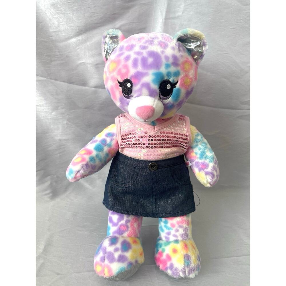 Build A Bear Rainbow Friends 16” Leopard Cat Stuffed Animal Plush W/Outfit